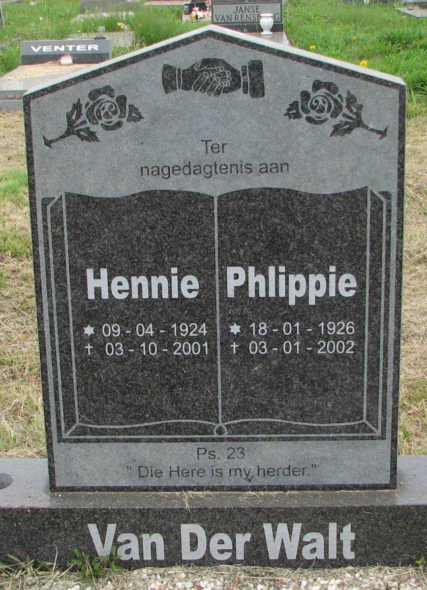 WALT Hennie, van der 1924-2001 &amp; Phlippie1926-2002