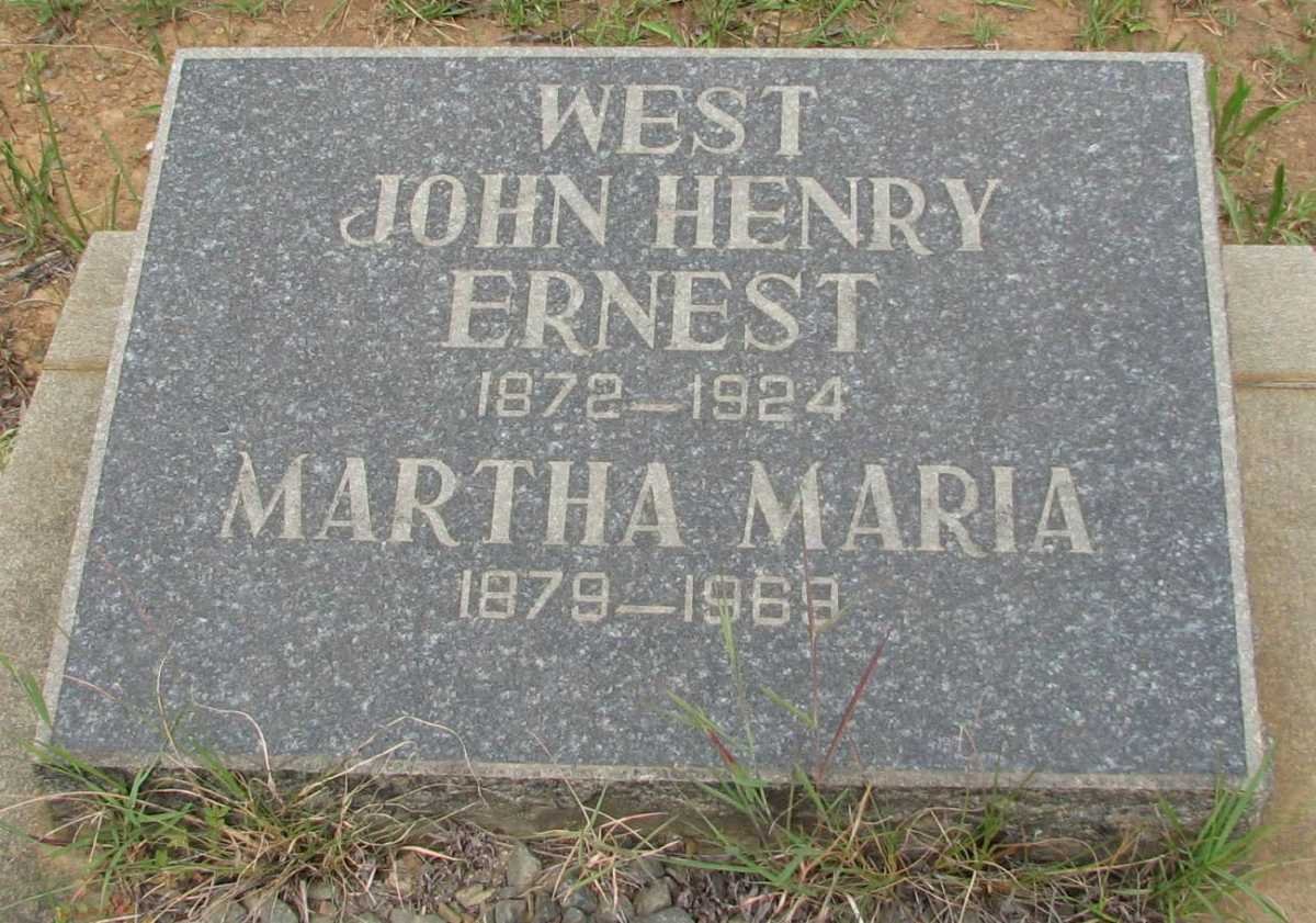 WEST John Henry Ernest 1872-1924 &amp; Martha Maria 1879-1969