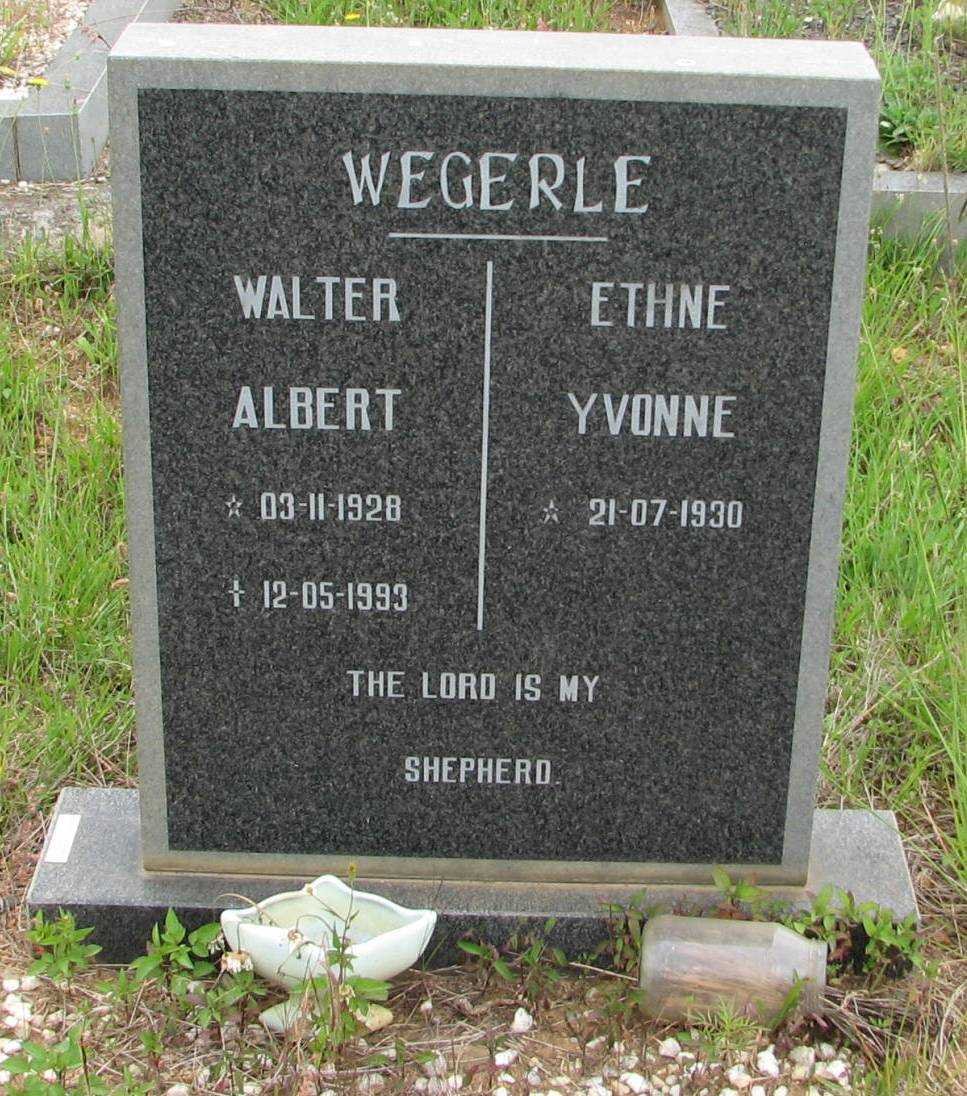 WEGERLE Walter Albert 1928-1993 &amp; Ethne Yvonne 1930-