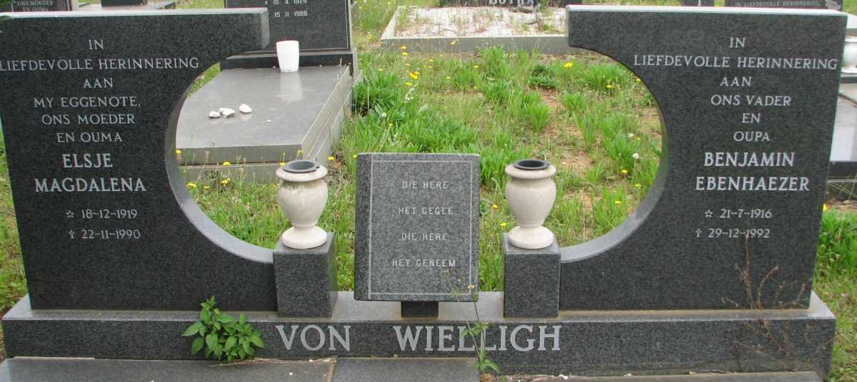 WIELLIGH Benjamin Ebenhaezer, von 1916-1992 &amp; Elsje Magdalena 1919-1990