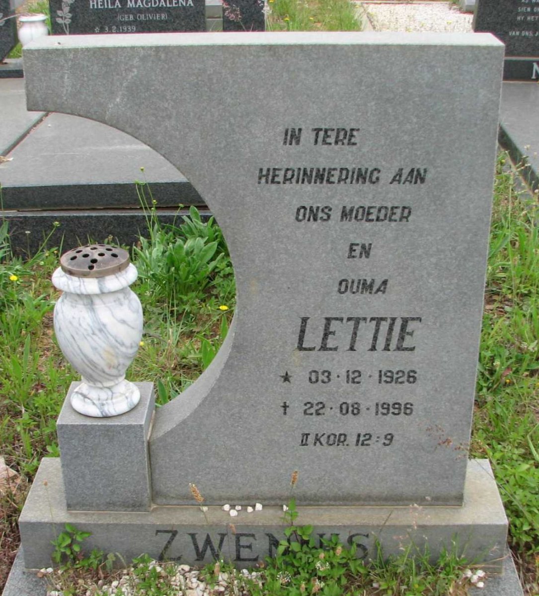 ZWENNIS Lettie 1926-1996