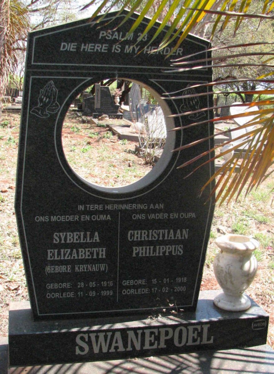 SWANEPOEL Christiaan Philippus 1918-2000 &amp; Sybella Elizabeth  KRYNAUW  1916-1999