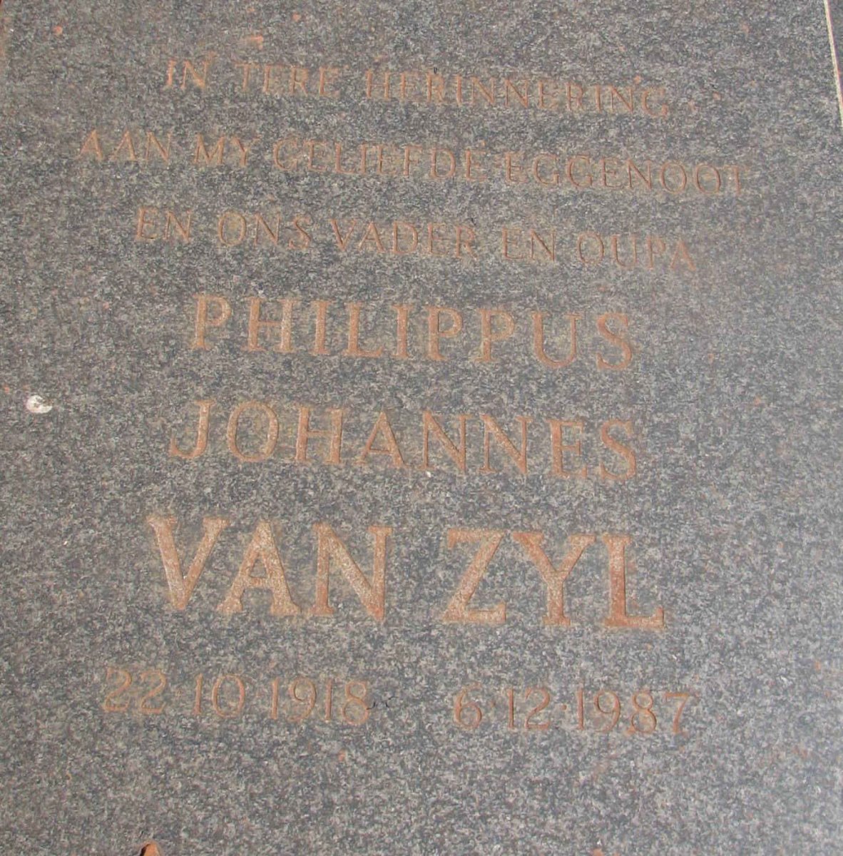 ZYL Philippus Johannes, van 1918-1987