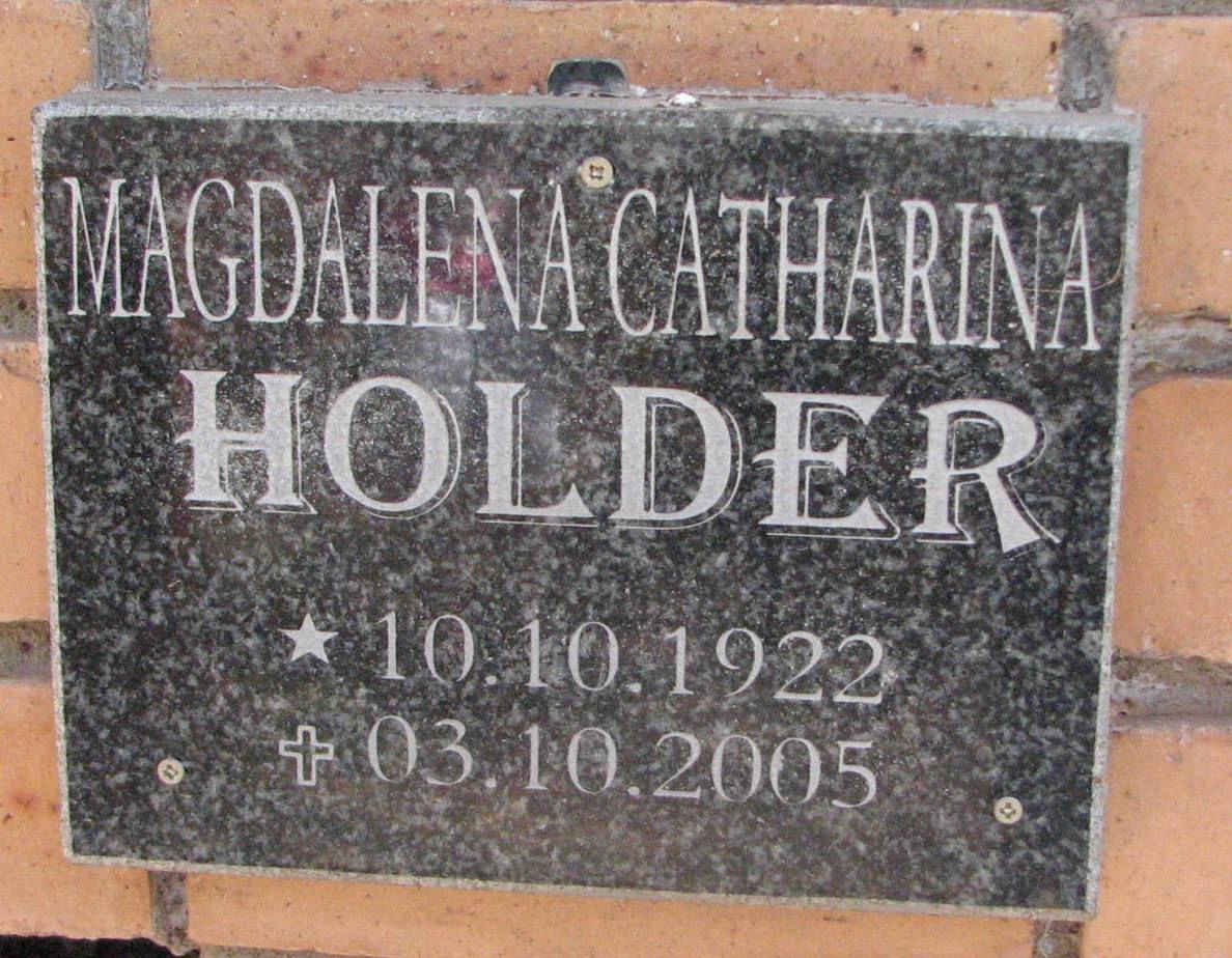 HOLDER Magdalena Catharina 1923-2005