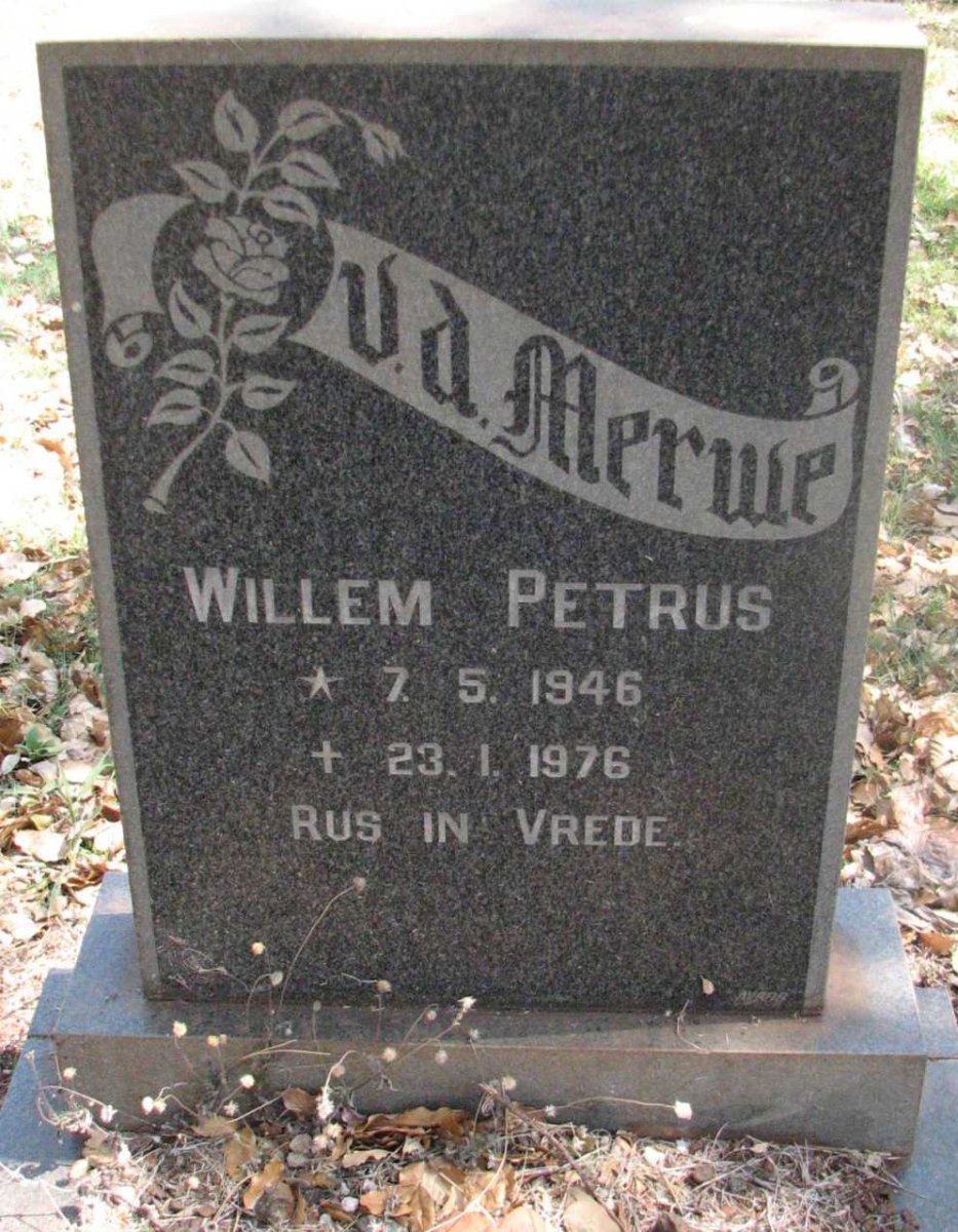 MERWE Willem Petrus, van der  1946-1976