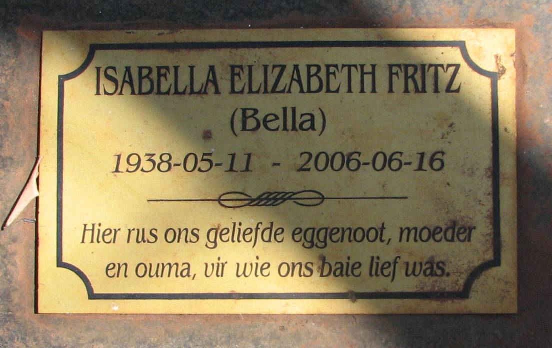FRITZ Isabella Elizabeth 1938-2006