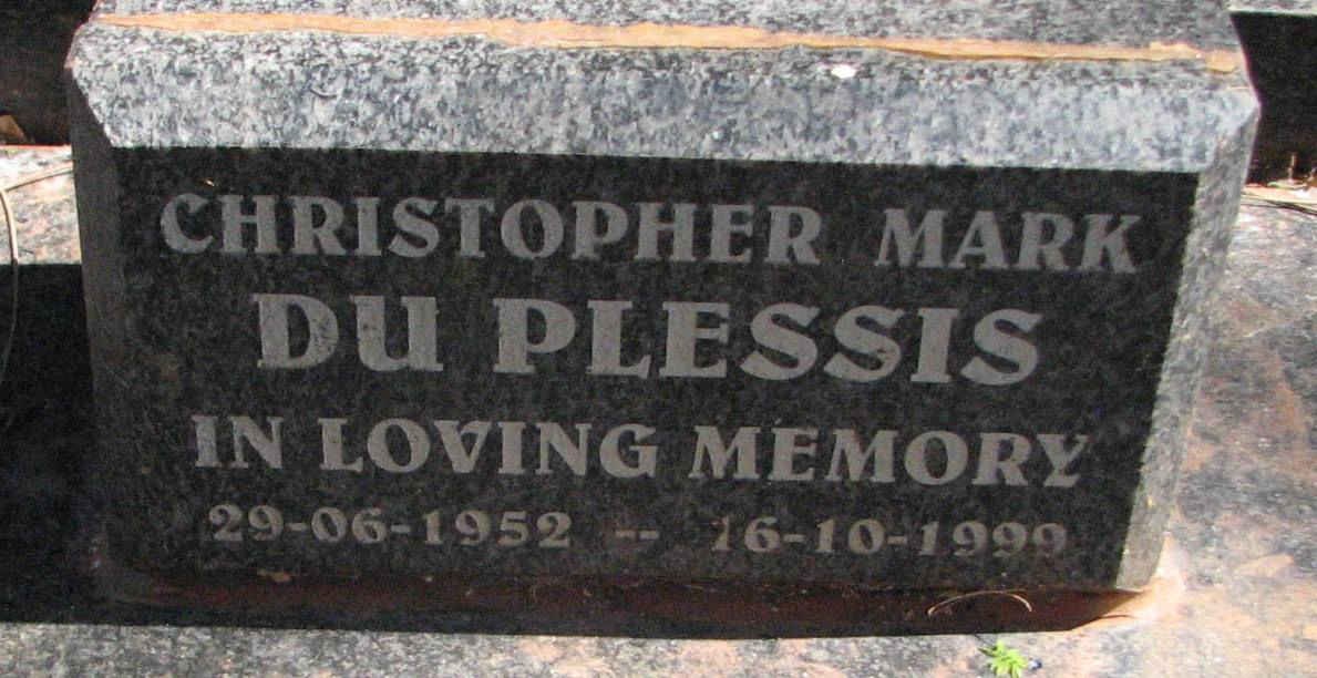 PLESSIS Christopher Mark, du 1952-1999