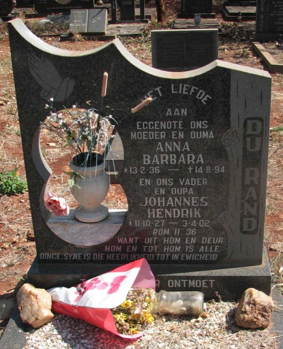 RAND Johannes Hendrik, du 1927-2002 &amp; Anna Barbara 1936-1994