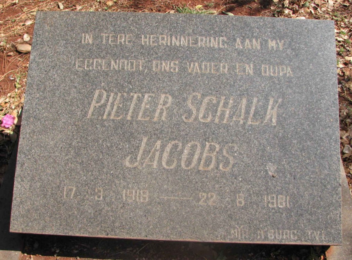 JACOBS Pieter Schalk 1918-1981