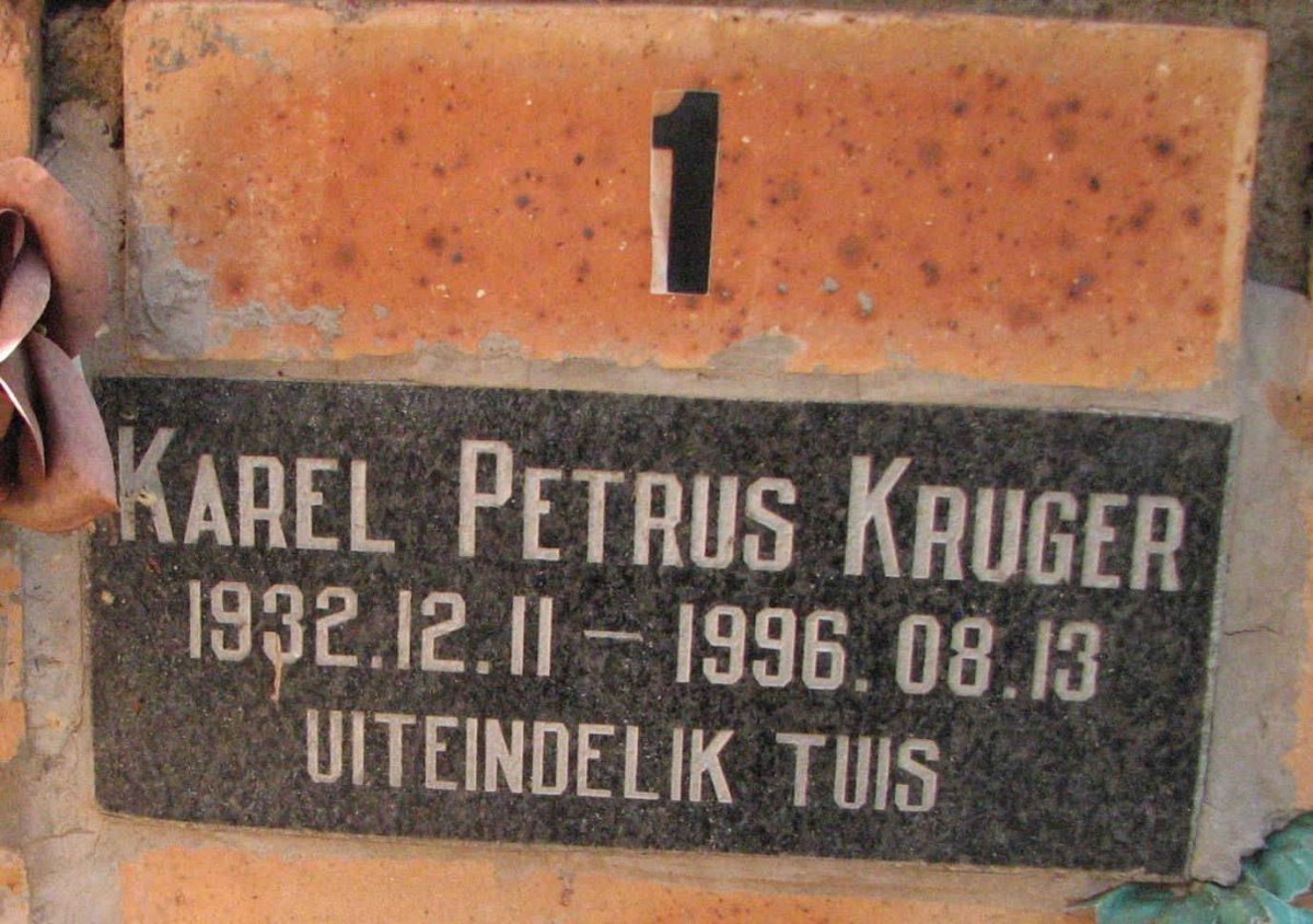 KRUGER Karel Petrus 1932-1996