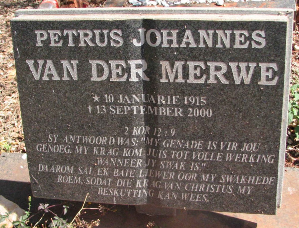 MERWE Petrus Johannes, van der 1915-2000
