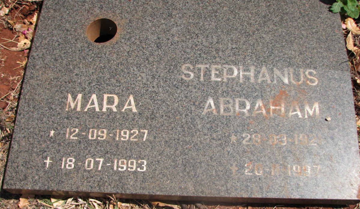 ERASMUS Stephanus Abraham 1921-1997 &amp; Mara 1927-1993
