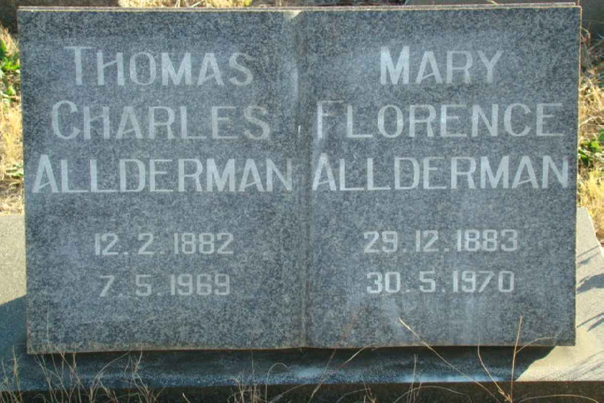 ALLDERMAN Thomas Charles 1882-1969 &amp; Mary Florence 1883-1970