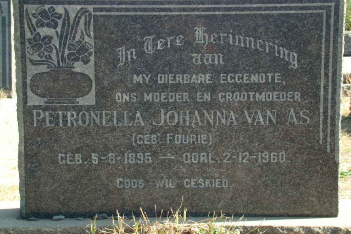 AS Petronella Johanna, van nee FOURIE 1895-1960