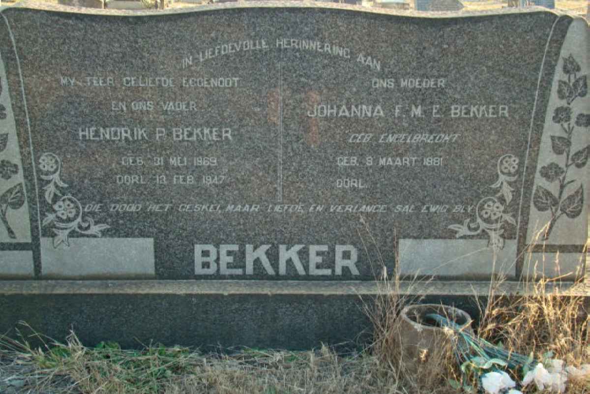 BEKKER Hendrik P. 1869-1947 &amp; Johanna ENGELBRECHT 1881-