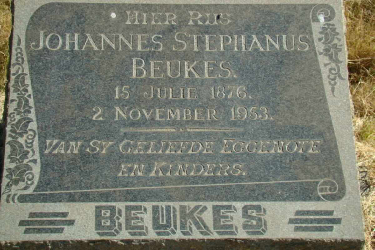 BEUKES Johannes Stephanus 1876-1953