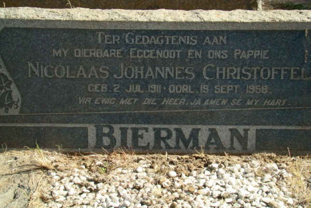 BIERMAN Nicolaas Johannes Christoffel 1911-1958