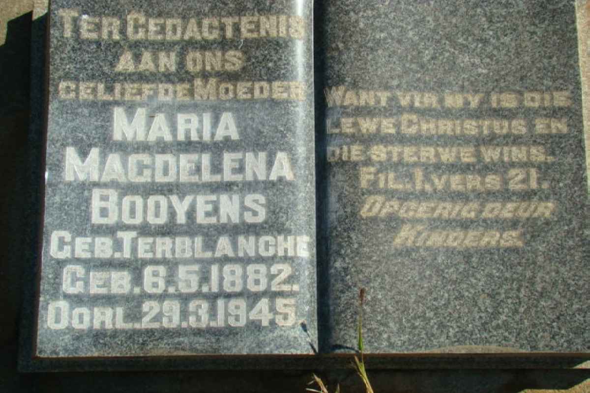 BOOYENS Maria Magdalena nee TERBLANCHE 1882-1945