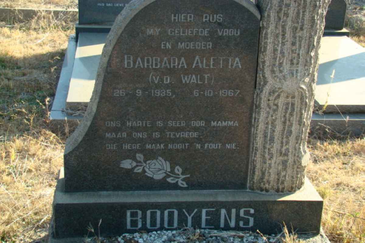 BOOYSENS Barbara Aletta nee v.d. WALT 1935-1967