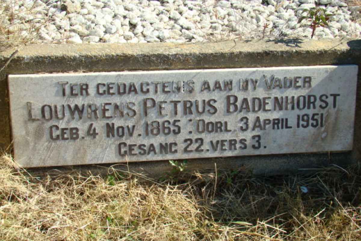 BADENHORST Louwrens Petrus 1865-1951