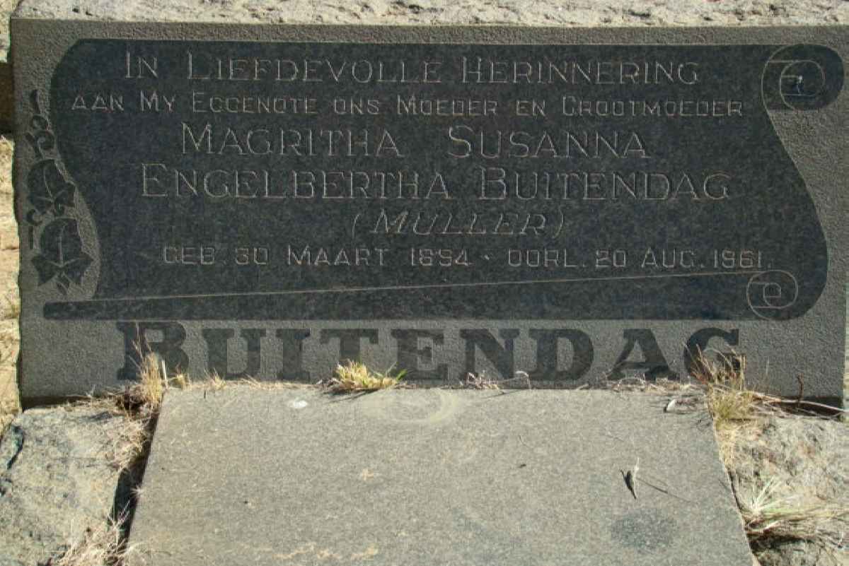 BUITENDAG Magritha Susanna Engelbertha nee MULLER 1894-1961