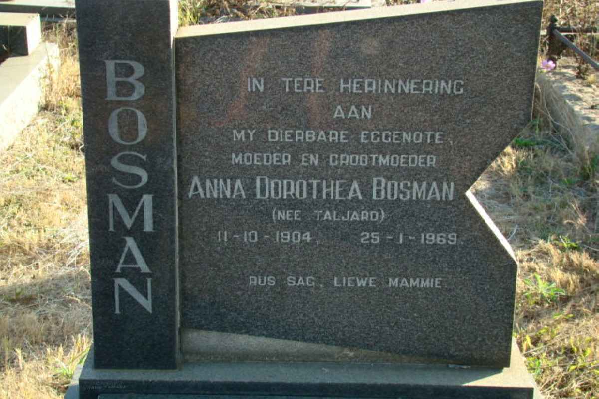 BOSMAN Anna Dorothea nee TALJARD 1904-1969
