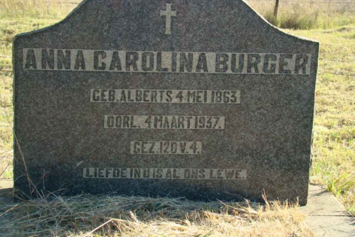 BURGER Anna Carolina nee ALBERTS 1863-1937