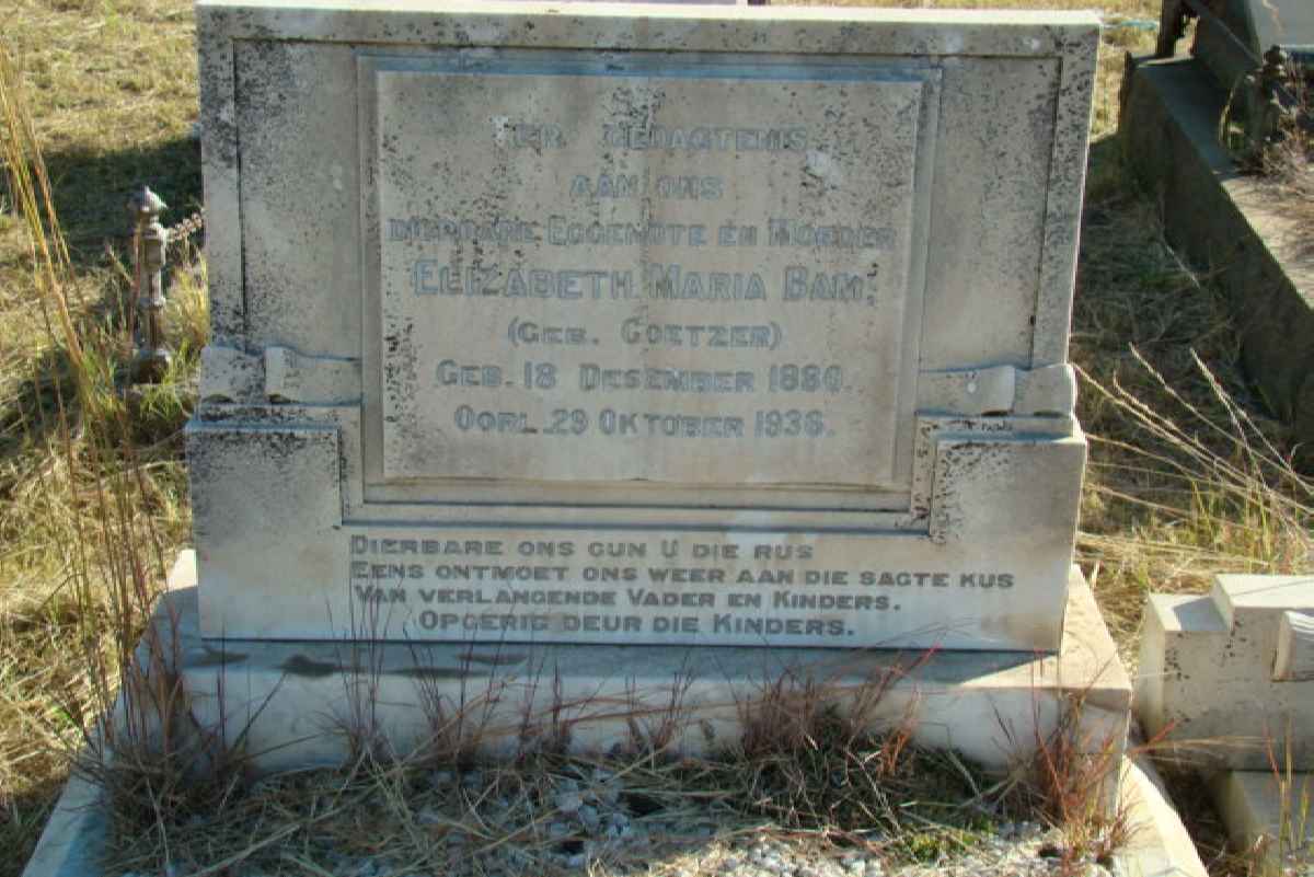 BAM Elizabeth Maria nee COETZER 1886-1936