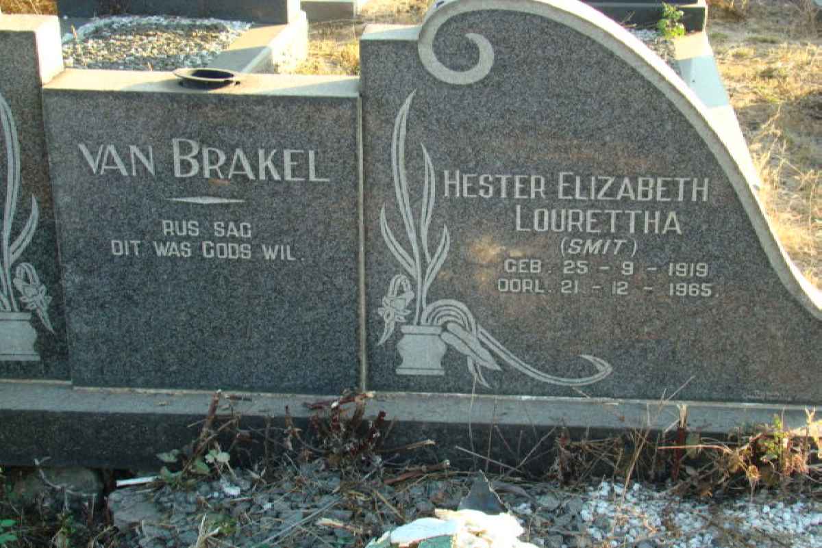 BRAKEL Hester Elizabeth Lourettha, van nee SMIT 1919-1965