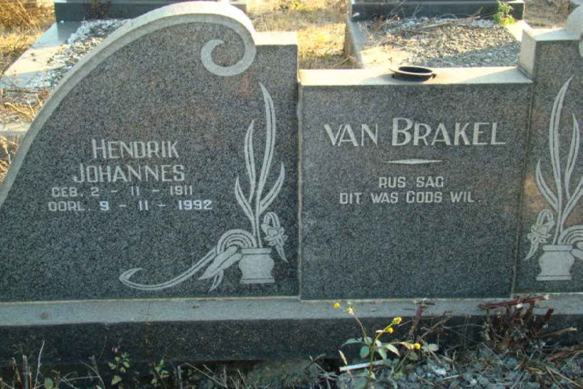 BRAKEL Hendrik Johannes, van 1911-1992