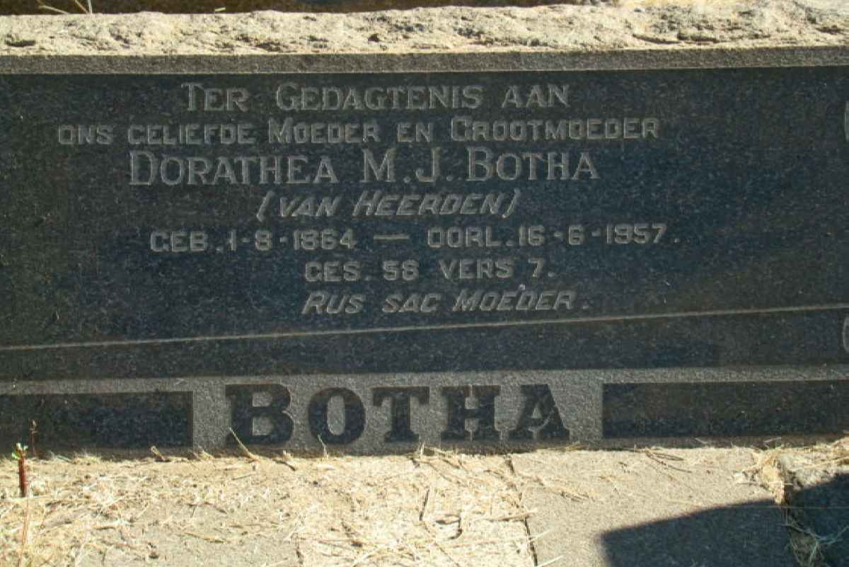 BOTHA Dorathea M.J. nee VAN HEERDEN 1864-1957