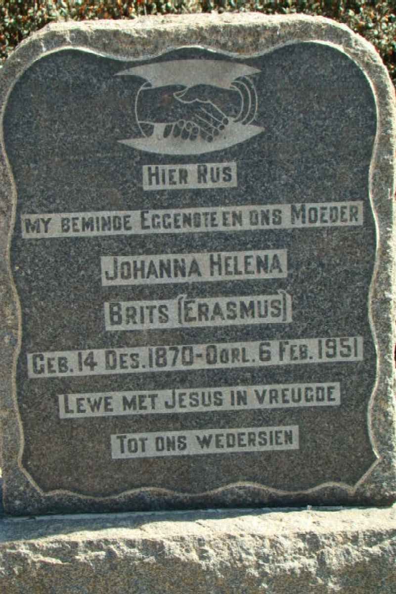 BRITS Johanna Helena nee ERASMUS 1870-1951