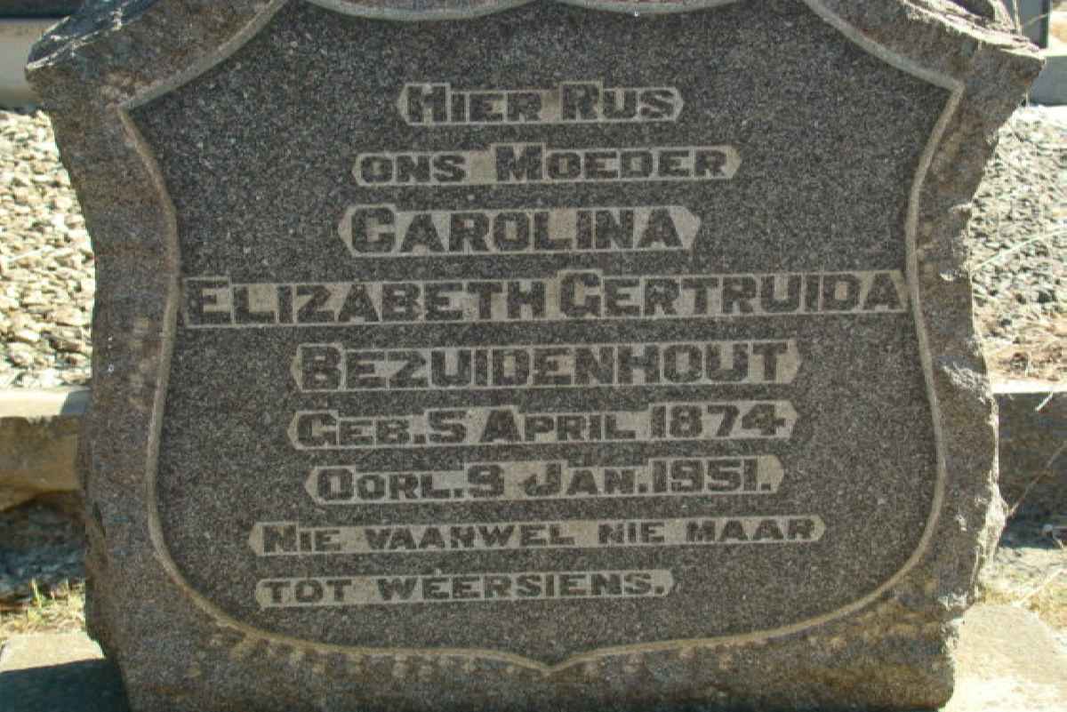 BEZUIDENHOUT Carolina Elizabeth Gertruida 1874-1951