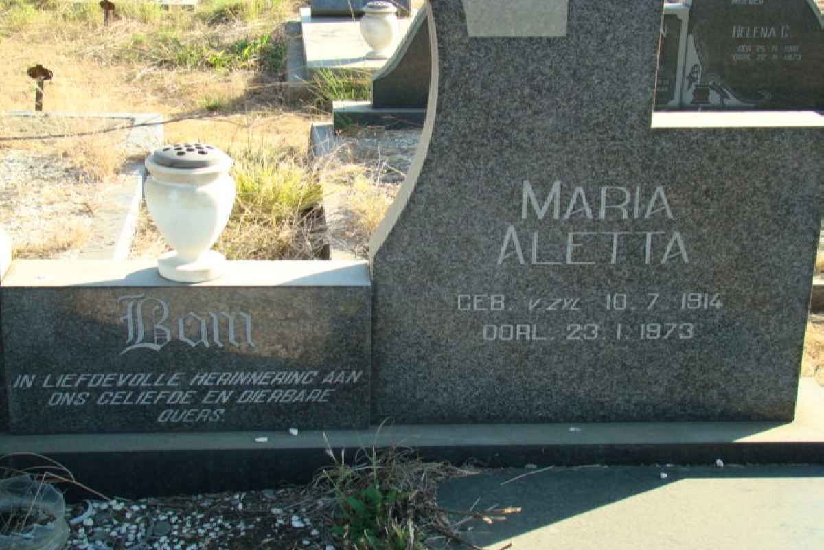 BAM Maria Aletta nee VAN ZYL 1914-1973