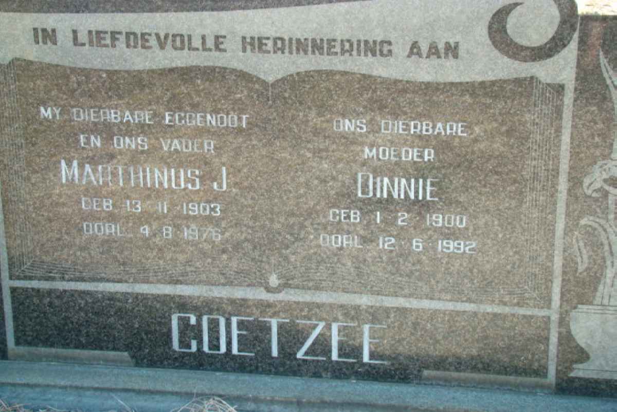 COETZEE Marthinus J. 1903-1976 &amp; Dinnie 1900-1992