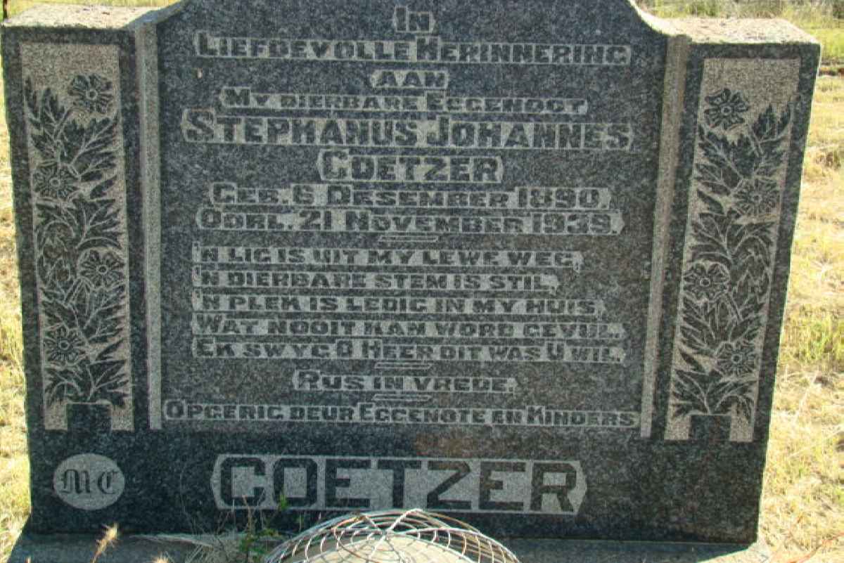 COETZER Stephanus Johannes 1890-1939