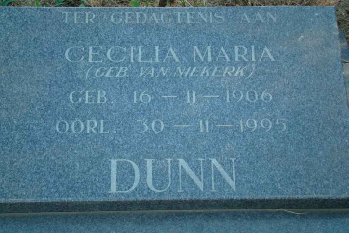 DUNN Cecilia Maria nee VAN NIEKERK 1906-1995