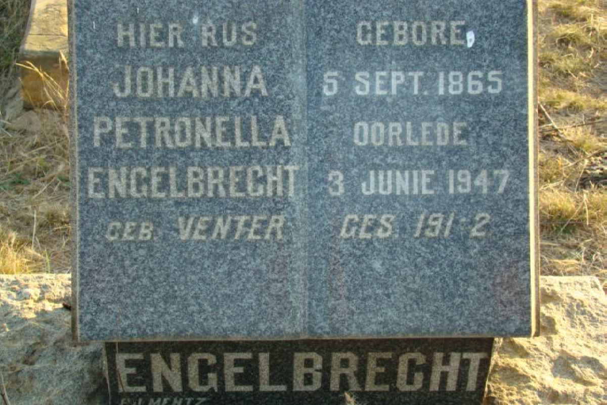 ENGELBRECHT Johanna Petronella nee VENTER 1865-1947