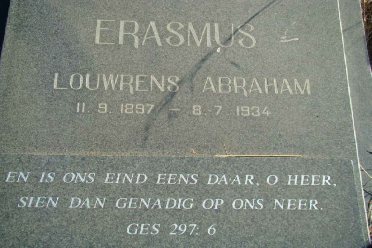 ERASMUS Louwrens Abraham 1897-1934