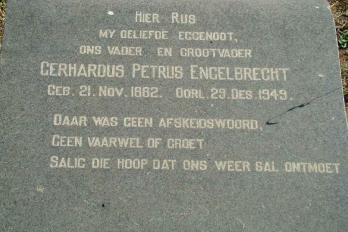 ENGELBRECHT Gerhardus Petrus 1882-1949