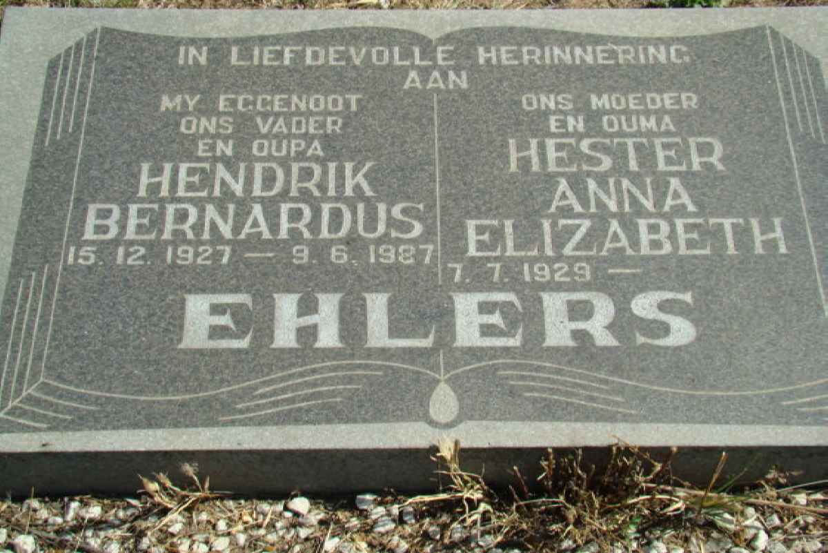 EHLERS Hendrik Bernardus 1927-1987 &amp; Hester Anna Elizabeth 1929-