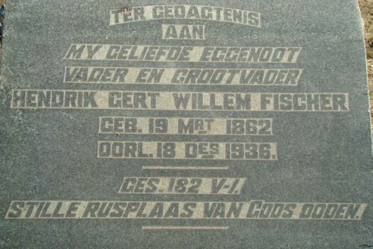 FISCHER Hendrik Gert Willem 1862-1936