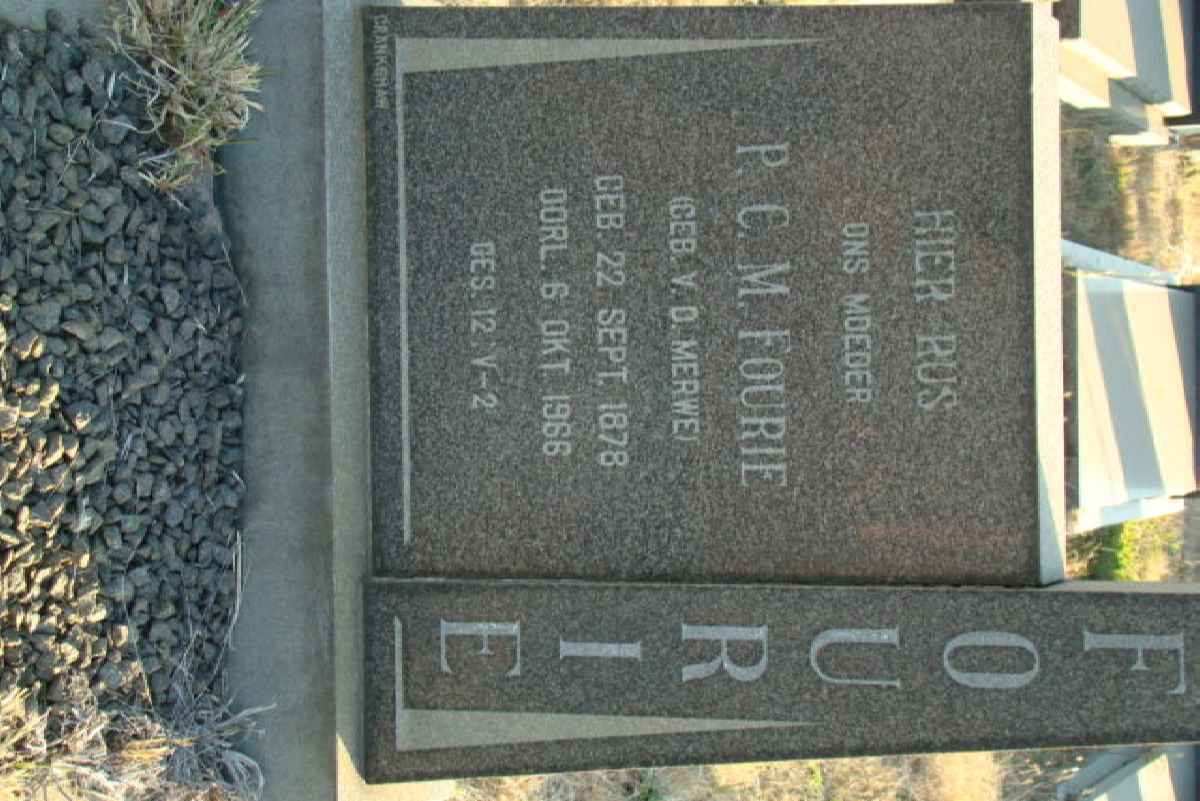 FOURIE P.C.M. nee V.D. MERWE  1878-1966