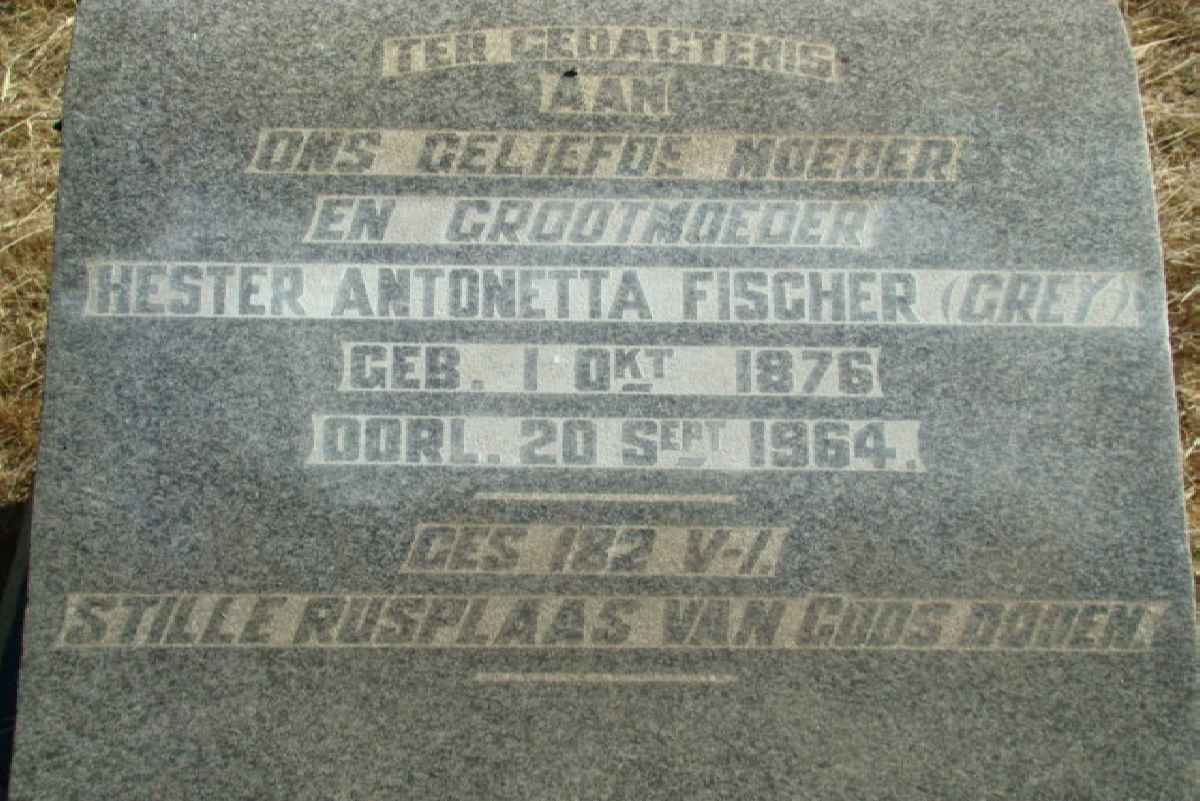 FISCHER Hester Antonetta nee GREY 1876-1964