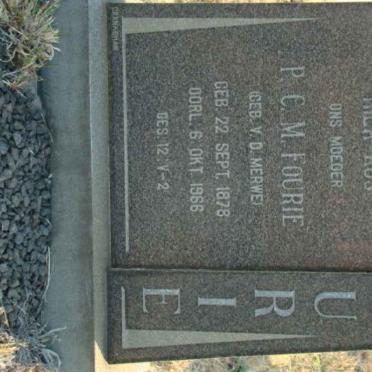 FOURIE P.C.M. nee V.D. MERWE  1878-1966