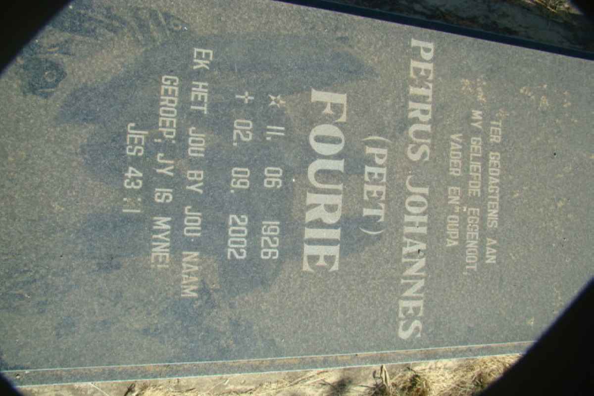 FOURIE Petrus Johannes 1926-2002