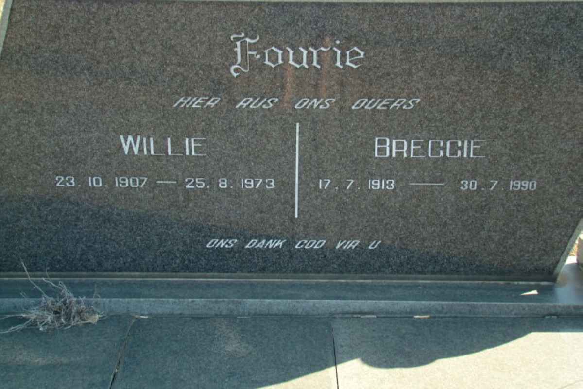 FOURIE Willie 1907-1973 &amp; Breggie 1913-1990