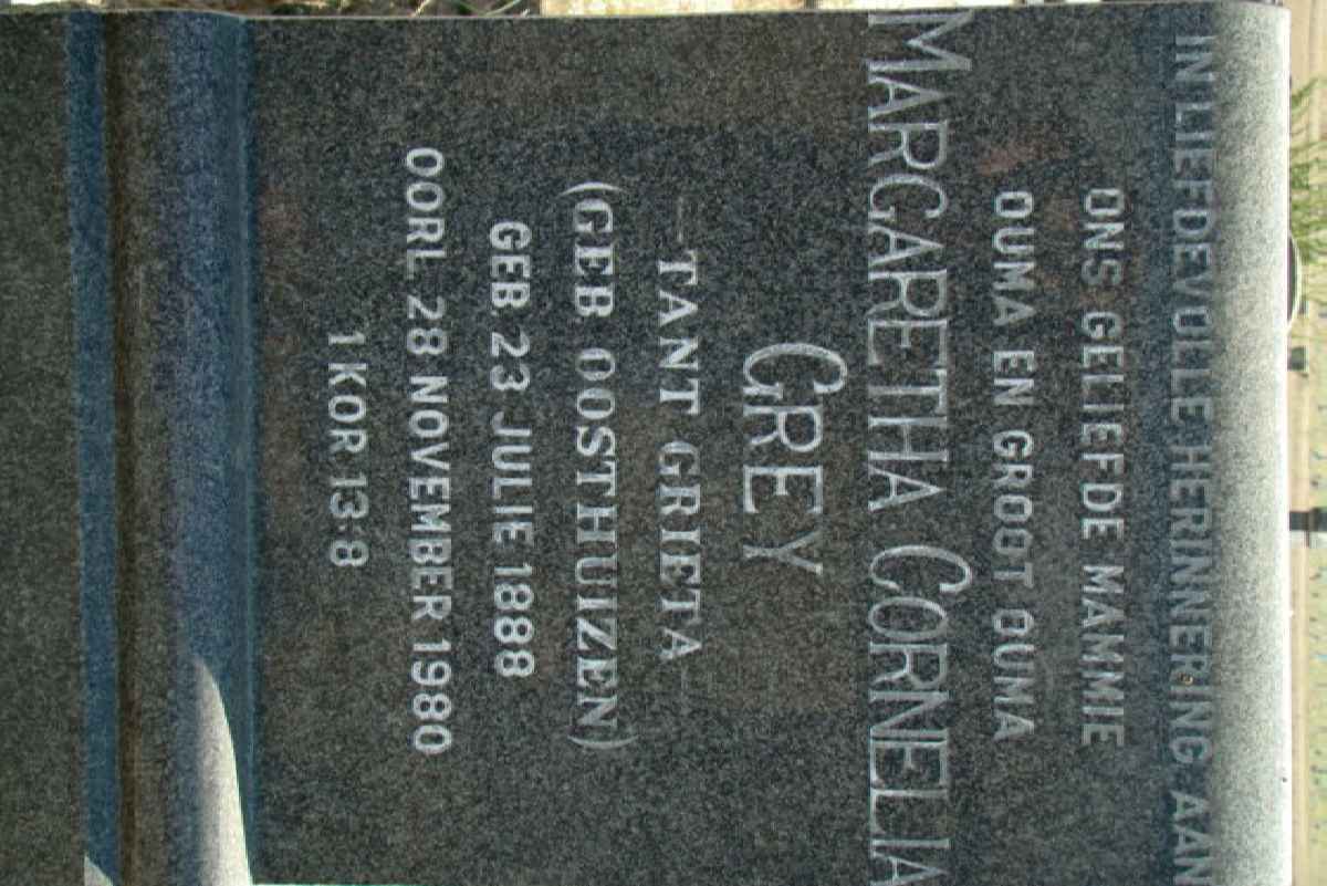 GREY Margaretha Cornelia nee OOSTHUIZEN 1888-1980