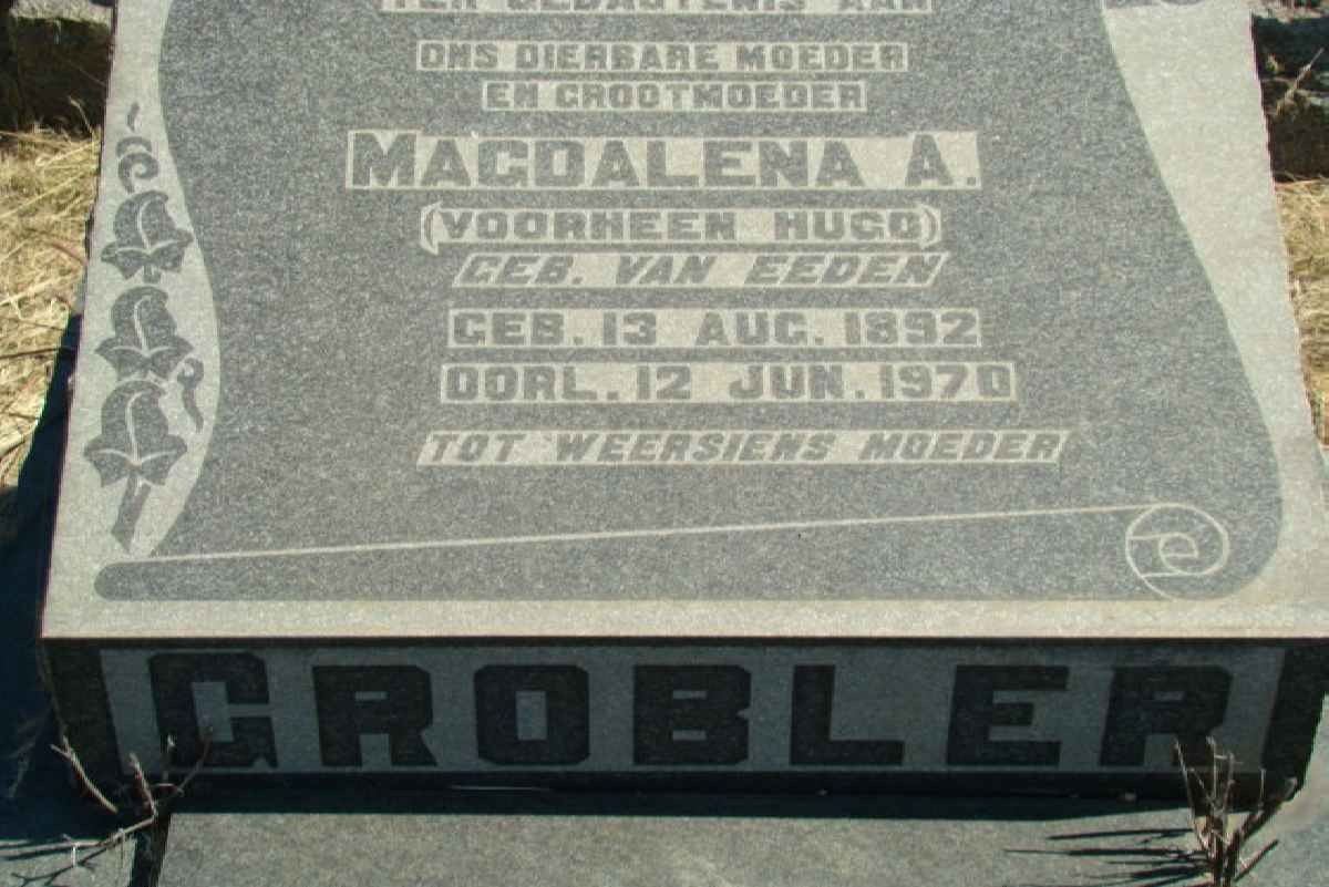 GROBLER Magdalena A. formerly HUGO nee VAN EEDEN 1892-1970