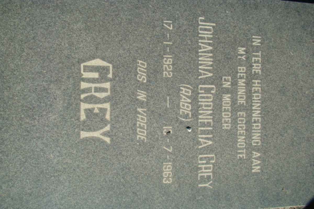 GREY Johanna Cornelia nee RABE 1922-1963